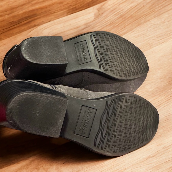 Sonoma Goods For Life Gray Leather Suede Ankle Boots 7 Medium - Picture 6 of 7